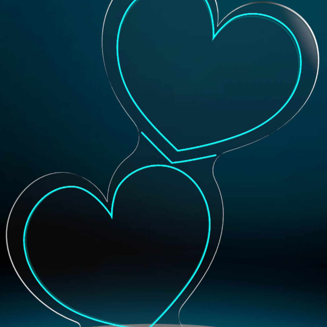  Dekolampe - 2 Herzen Blau